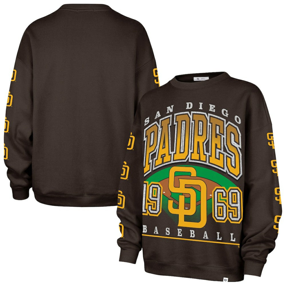 San Diego Padres Women's Trendy Team Go Big Oversized Sweatshirt Brown
