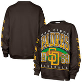 San Diego Padres Women's Trendy Team Go Big Oversized Sweatshirt Brown