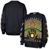 Milwaukee Brewers Women's Trendy Team Go Big Oversized Sweatshirt Navy