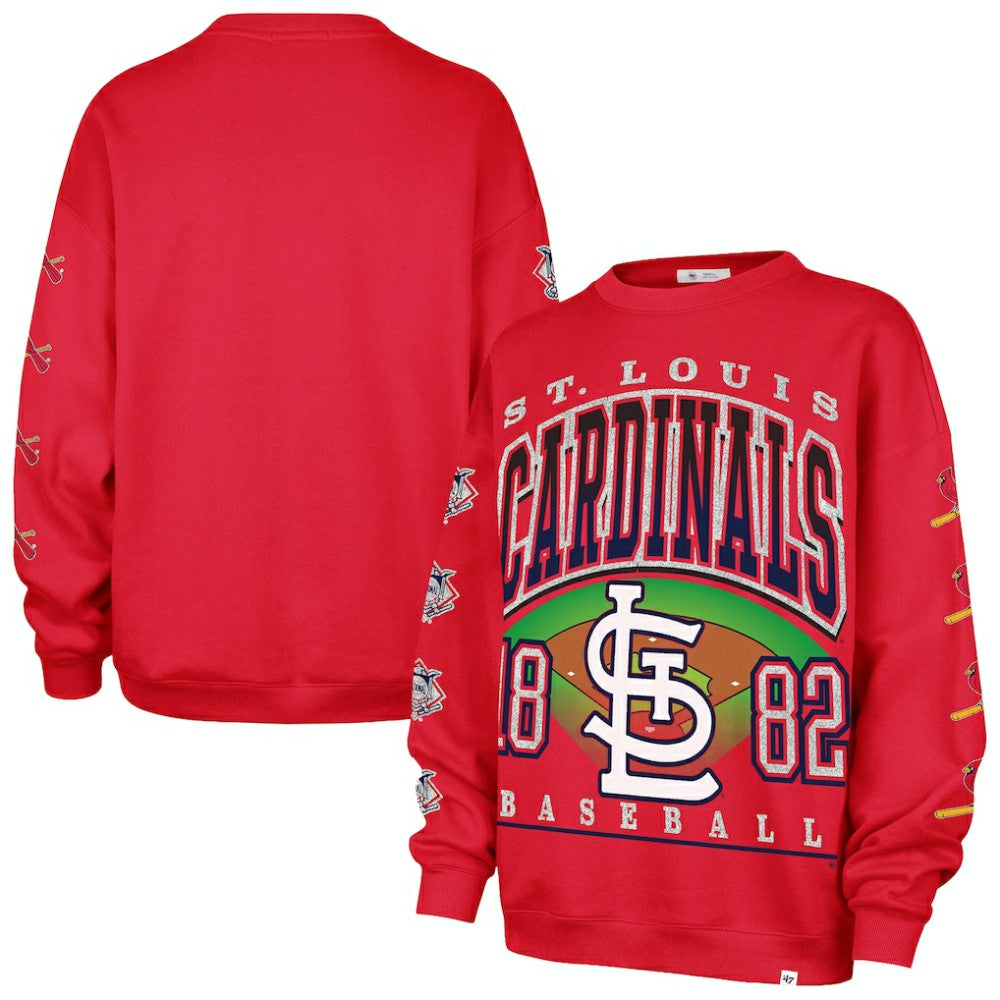 St. Louis Cardinals Women's Trendy Team Go Big Oversized Sweatshirt Red