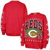 Cincinnati Reds Women's Trendy Team Go Big Oversized Sweatshirt Red