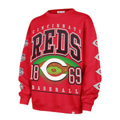 Cincinnati Reds Women's Trendy Team Go Big Oversized Sweatshirt Red