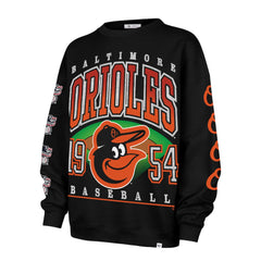 Baltimore Orioles Women's Trendy Team Go Big Oversized Sweatshirt Black