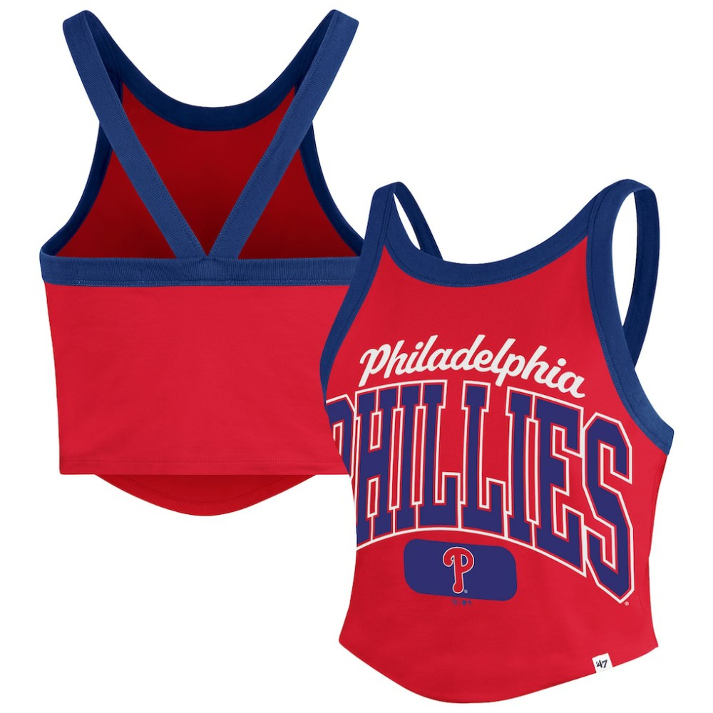 Philadelphia Phillies Women's Trendy Team Rally Sporty Cropped Racerback Tank Top Red