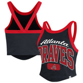Atlanta Braves Women's Trendy Team Rally Sporty Cropped Racerback Tank Top Black