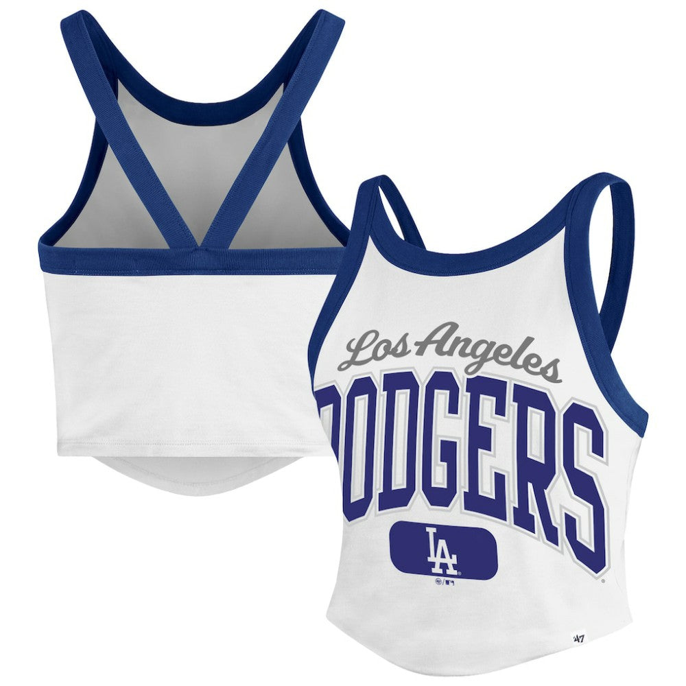 Los Angeles Dodgers Women's Trendy Team Rally Sporty Cropped Racerback Tank Top White
