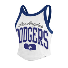 Los Angeles Dodgers Women's Trendy Team Rally Sporty Cropped Racerback Tank Top White