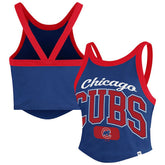 Chicago Cubs Women's Trendy Team Rally Sporty Cropped Racerback Tank Top Royal