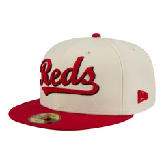 Cincinnati Reds Two-Tone Stitch 59FIFTY Fitted Hat Cream