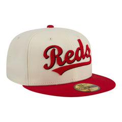 Cincinnati Reds Two-Tone Stitch 59FIFTY Fitted Hat Cream