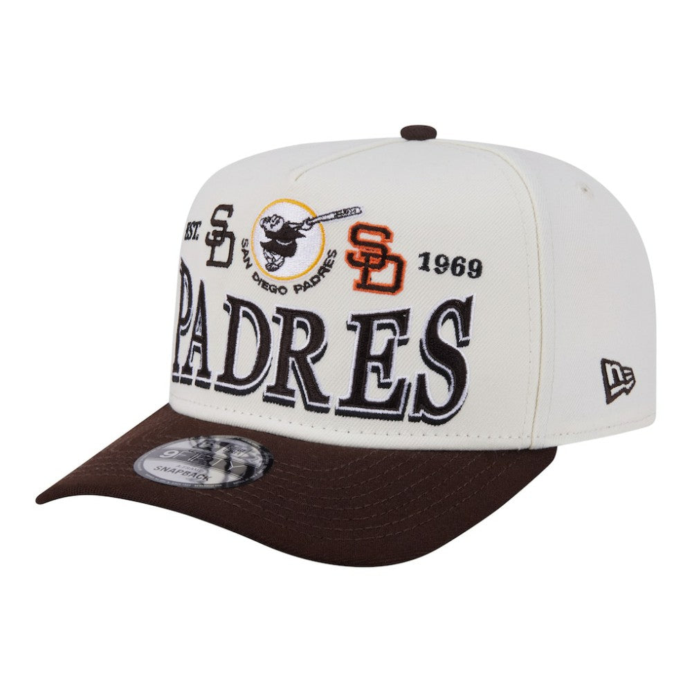 San Diego Padres Throwback Tri-Hit A-Frame 9FIFTY Adjustable Hat Cream