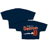 Detroit Tigers Women's Skyline Crop T-Shirt Navy