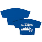 Los Angeles Dodgers Women's Skyline Crop T-Shirt Royal