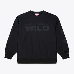 Minnesota Wild Mitchell & Ness Phantom Fleece Crew Neck Sweatshirt - Black Sweatshirts