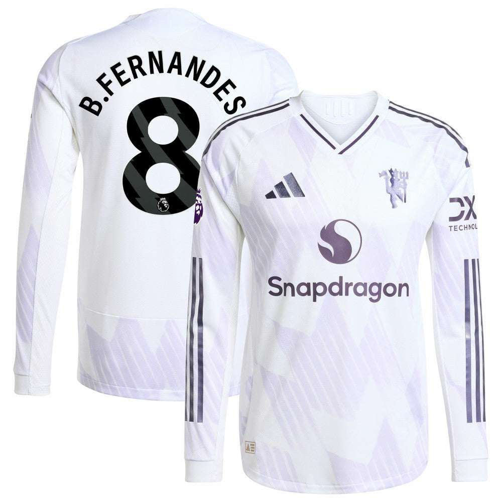 Bruno Fernandes Manchester United 2025/26 Away Long Sleeve Player Jersey - White outlet
