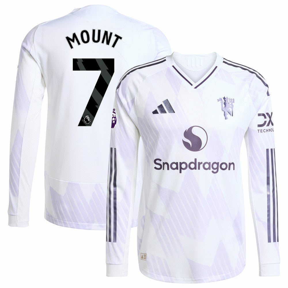 Mason Mount Manchester United 2025/26 Away Long Sleeve Player Jersey Discount - White