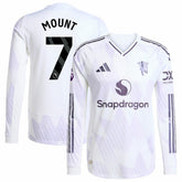 Mason Mount Manchester United 2025/26 Away Long Sleeve Player Jersey Discount - White