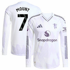 Mason Mount Manchester United 2025/26 Away Long Sleeve Player Jersey Discount - White