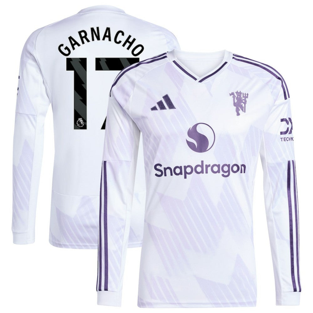 Alejandro Garnacho Manchester United 2025/26 Away Replica Long Sleeve Player Jersey - White on sale