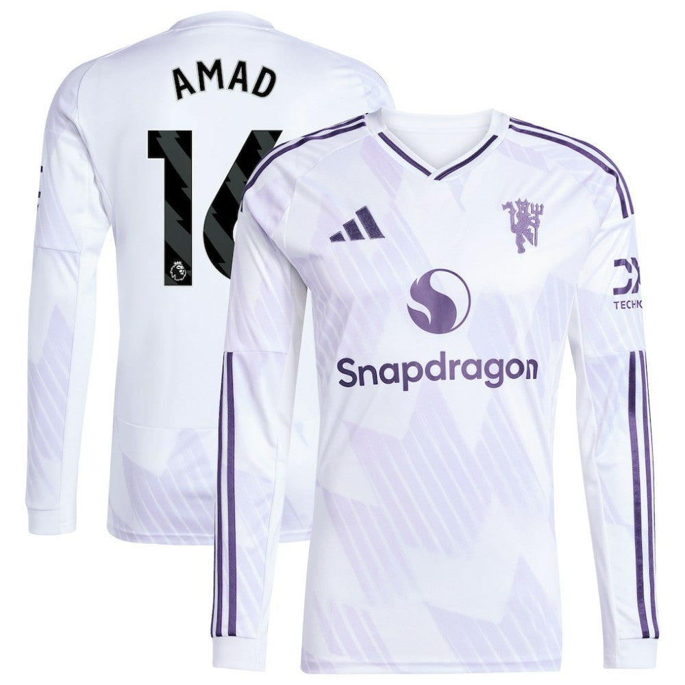 Amad Diallo Manchester United 2025/26 Away Replica Long Sleeve Player Jersey - White outlet
