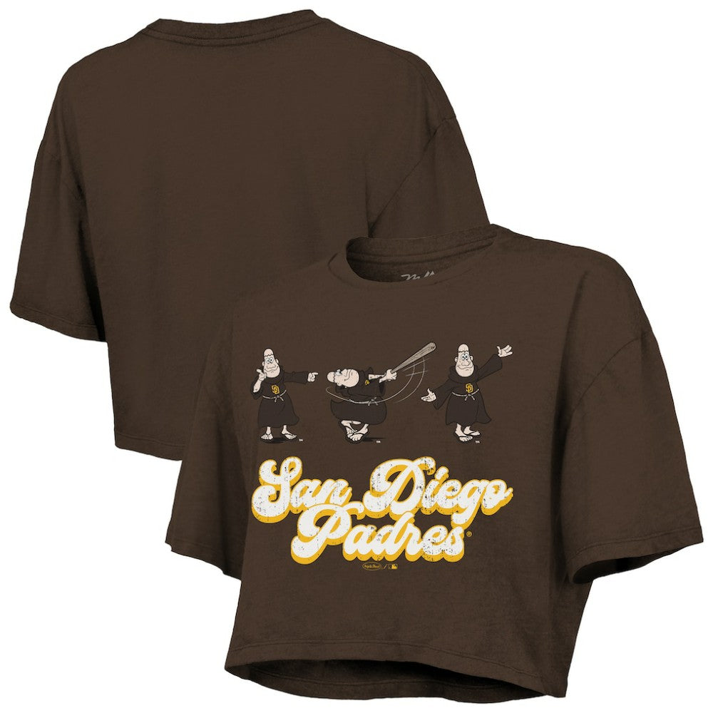 San Diego Padres Majestic Threads Women's Boxy Crop T-Shirt Brown