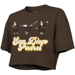 San Diego Padres Majestic Threads Women's Boxy Crop T-Shirt Brown