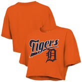 Detroit Tigers Majestic Threads Women's Boxy Crop T-Shirt Orange