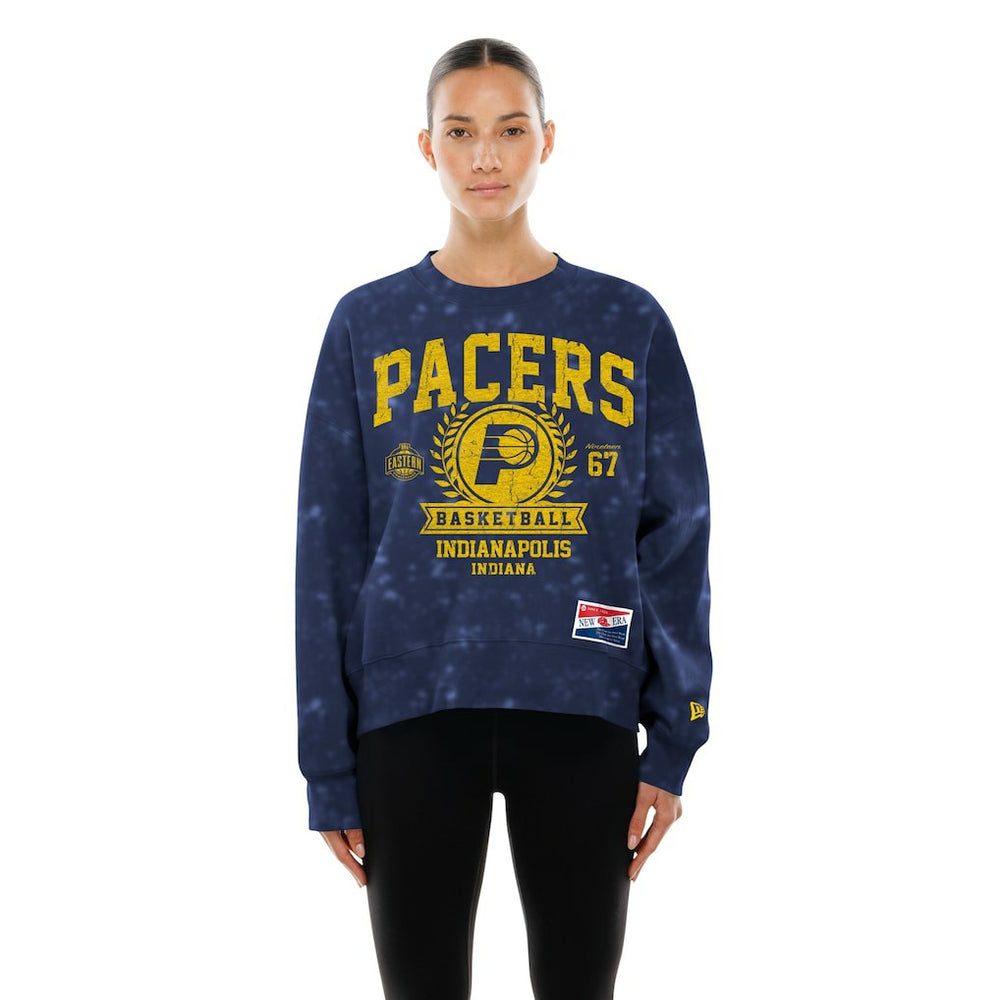 Indiana Pacers Women's Throwback Collection Mineral Wash Crewneck Sweatshirt - Navy sale