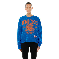New York Knicks Women's Throwback Collection Mineral Wash Crewneck Sweatshirt - Blue sale