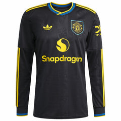 Manchester United 2025/26 Third Replica Long Sleeve Custom Jersey - Black for sale
