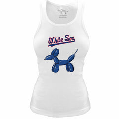 Chicago White Sox Tiny Turnip Women's Fitted Balloon Dog Tri-Blend Tank Top White