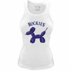 Colorado Rockies Tiny Turnip Women's Fitted Balloon Dog Tri-Blend Tank Top White