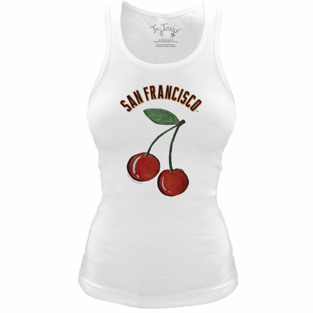 San Francisco Giants Tiny Turnip Women's Fitted Cherries Tri-Blend Tank Top White
