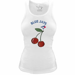 Toronto Blue Jays Tiny Turnip Women's Fitted Cherries Tri-Blend Tank Top White