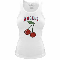 Los Angeles Angels Tiny Turnip Women's Fitted Cherries Tri-Blend Tank Top White