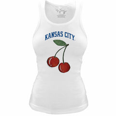 Kansas City Royals Tiny Turnip Women's Fitted Cherries Tri-Blend Tank Top White