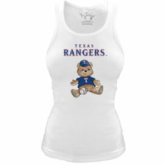 Texas Rangers Tiny Turnip Women's Fitted Teddy Bear Tri-Blend Tank Top White