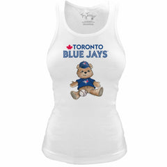 Toronto Blue Jays Tiny Turnip Women's Fitted Teddy Bear Tri-Blend Tank Top White