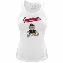 Cleveland Guardians Tiny Turnip Women's Fitted Teddy Bear Tri-Blend Tank Top White