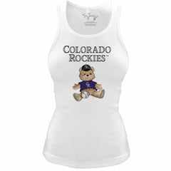 Colorado Rockies Tiny Turnip Women's Fitted Teddy Bear Tri-Blend Tank Top White