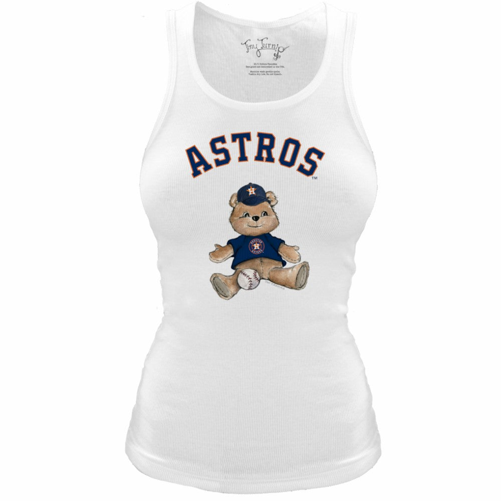 Houston Astros Tiny Turnip Women's Fitted Teddy Bear Tri-Blend Tank Top White