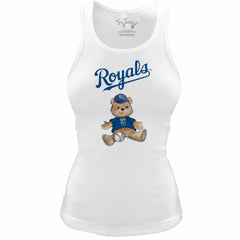 Kansas City Royals Tiny Turnip Women's Fitted Teddy Bear Tri-Blend Tank Top White