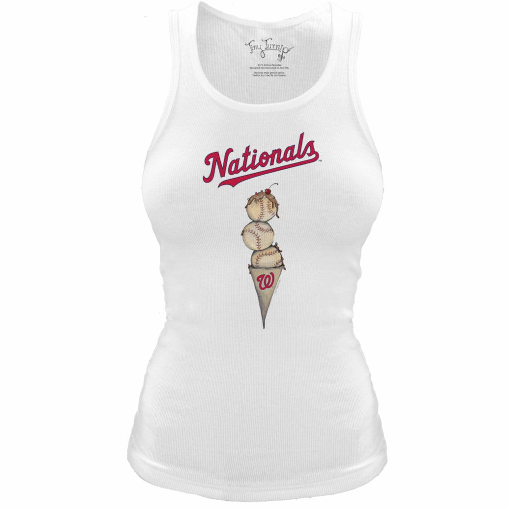 Washington Nationals Tiny Turnip Women's Fitted Triple Scoop Tri-Blend Tank Top White