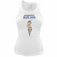 Toronto Blue Jays Tiny Turnip Women's Fitted Triple Scoop Tri-Blend Tank Top White
