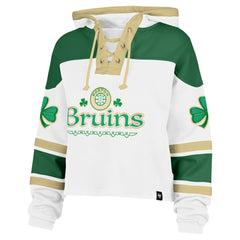Boston Bruins '47 Women's McLucky Cropped Lacer Hoodie - White Hoodies