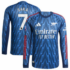 Bukayo Saka Arsenal 2025/26 Away Long Sleeve Player Jersey - Blue for sale
