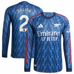 William Saliba Arsenal 2025/26 Away Long Sleeve Player Jersey - Blue on sale