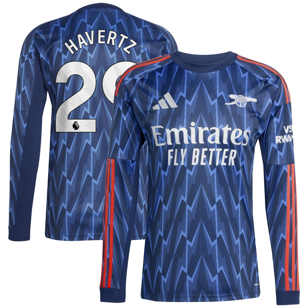 Kai Havertz Arsenal 2025/26 Away Replica Long Sleeve Player Jersey - Blue for sale