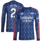 William Saliba Arsenal 2025/26 Away Replica Long Sleeve Player Jersey on sale - Blue