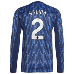 William Saliba Arsenal 2025/26 Away Replica Long Sleeve Player Jersey - Blue cheap